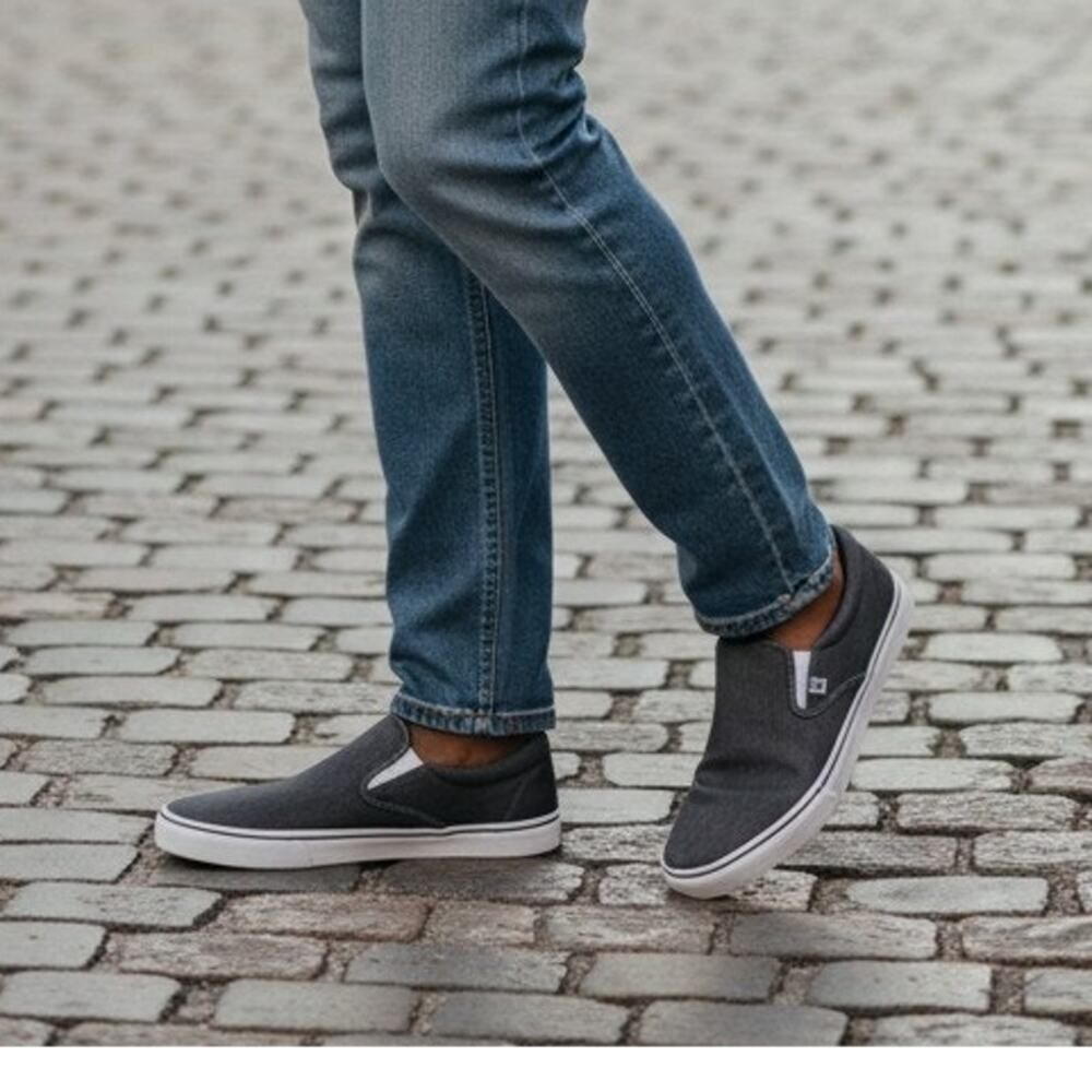 NO BOUNDARIES Men's New w/Tags Charcoal Gray Slip-On Deck Sneakers - Size: 13